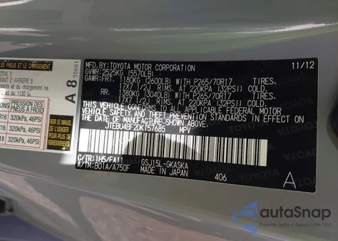 2013 Toyota Fj Cruiser from USA, damaged, VIN JTEBU4BF2DK157685